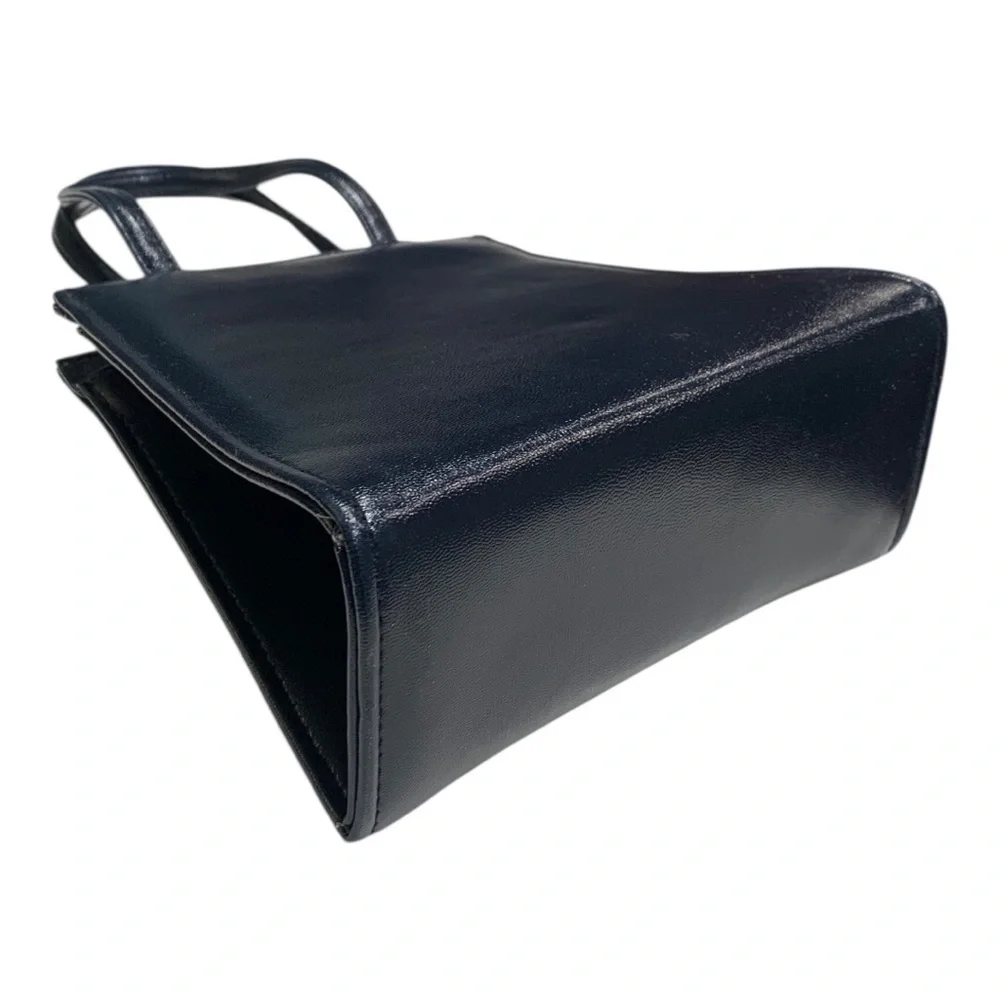 Vintage Navy Blue Structured Top-Handle Purse - Picture 6 of 14